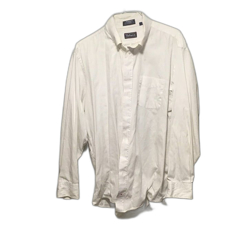 Vintage Hathaway White Button Down Dress Shirt Size 18 1/2 Single Pocket USA
